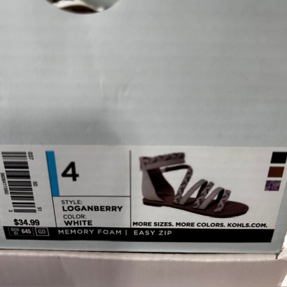 SO Loganberry Girl's Gladiator Sandals White/Silver Size 4 New in Box! - Picture 7 of 7